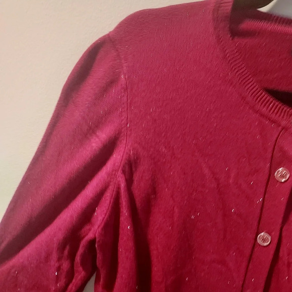 Nicole Miller Original Wine and Silver Sparkle Button Up Long Sleeve Cardigan XL - Picture 4 of 10